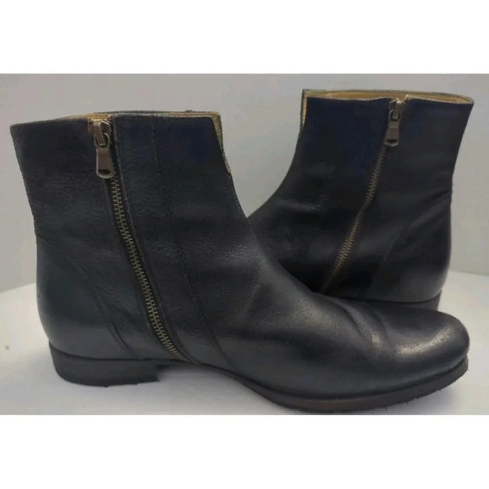 Billy‎ Reid Men Black Ankle Chukka Moto Boots Side Zip Handmade Italy 7.5-8 READ